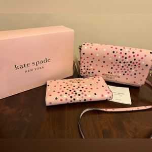 Kate Spade Polka Dot Leather Wallet Wristlet